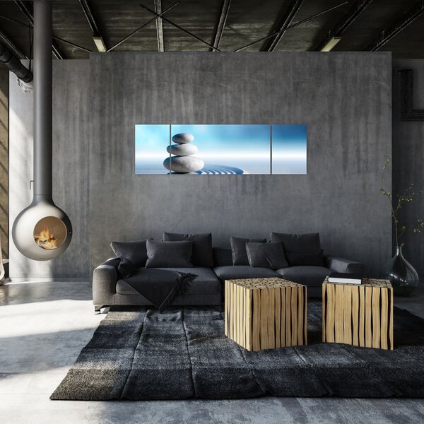 Obraz piasku, lilii i kamieni spa (170x50 cm)