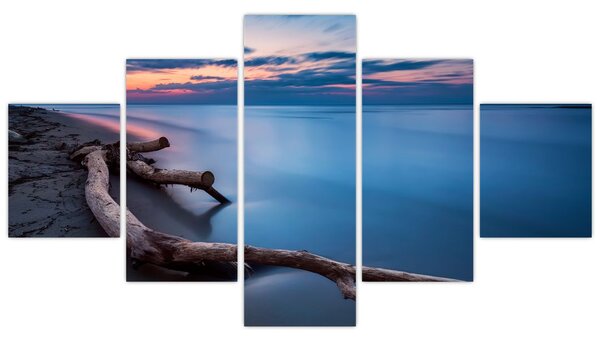 Obraz plaży o zachodzie słońca (125x70 cm)