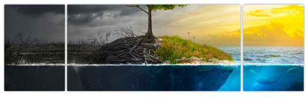 Obraz przedstawiający dwie strony (170x50 cm)