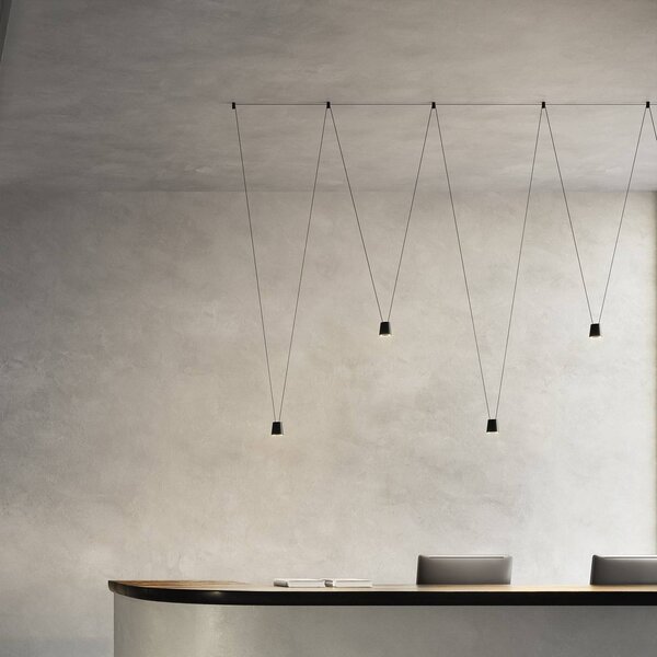 Kdln Lampa wisząca designerska Sling, możliwość ściemniania, czarny, salon / jadalnia, aluminium, design