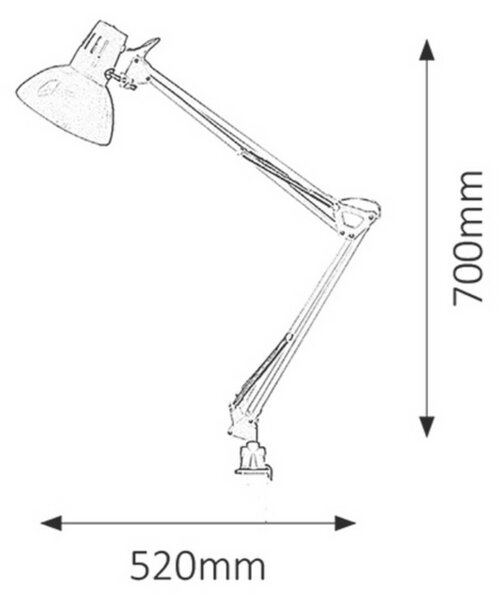 Rabalux 4216 lampa z klipsem na biurko Arno, srebrny