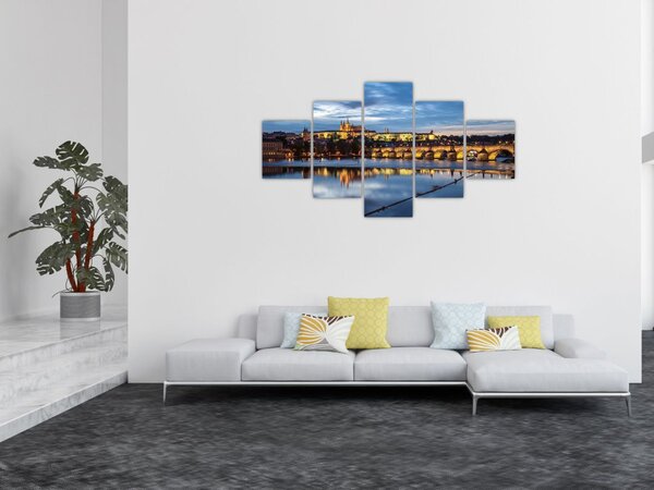 Obraz Zamku Praskiego i Mostu Karola (125x70 cm)