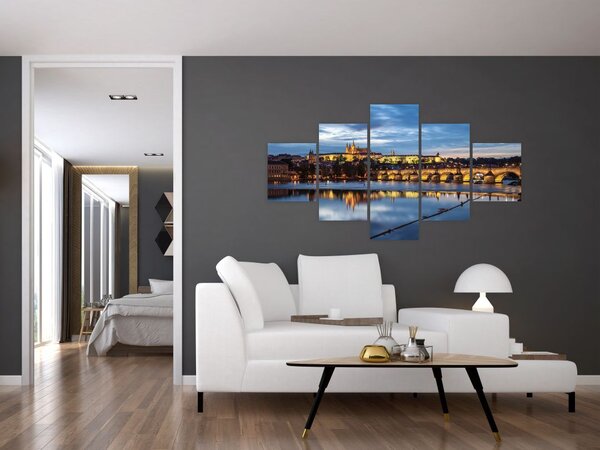Obraz Zamku Praskiego i Mostu Karola (125x70 cm)