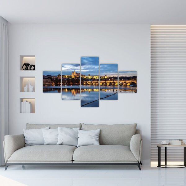 Obraz Zamku Praskiego i Mostu Karola (125x70 cm)