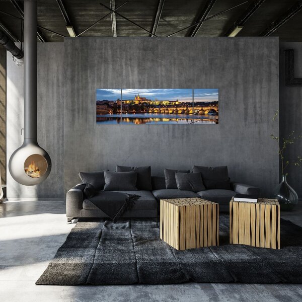 Obraz Zamku Praskiego i Mostu Karola (170x50 cm)