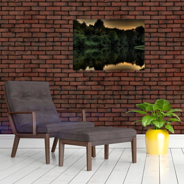 Obraz jeziora przy lesie (70x50 cm)