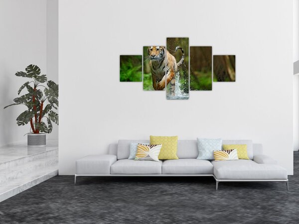 Obraz biegnącego tygrysa (125x70 cm)