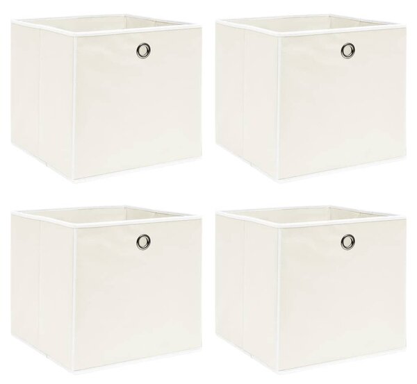 Pudełka, 4 szt., białe, 32x32x32 cm, tkanina