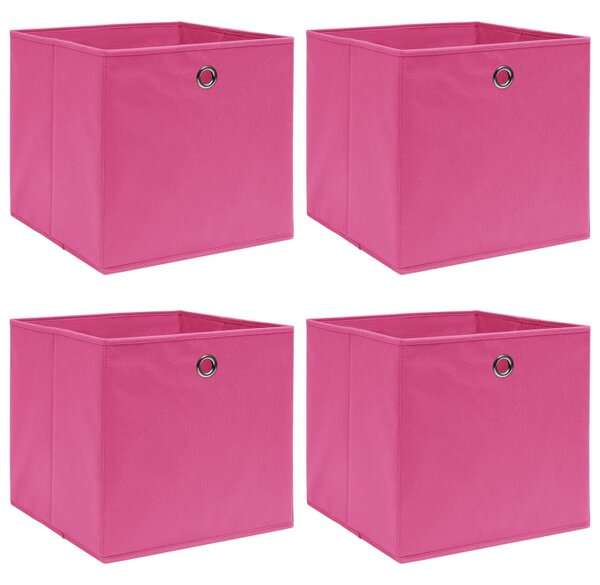 Pudełka, 4 szt., różowe, 32x32x32 cm, tkanina