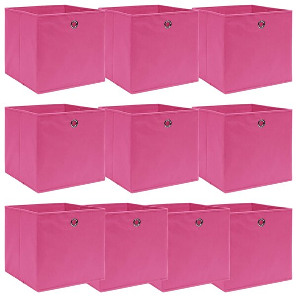 Pudełka, 10 szt., różowe, 32x32x32 cm, tkanina