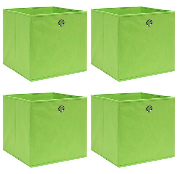 Pudełka, 4 szt., zielone, 32x32x32 cm, tkanina