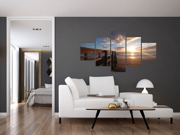 Obraz molo, plaży i morza (125x70 cm)