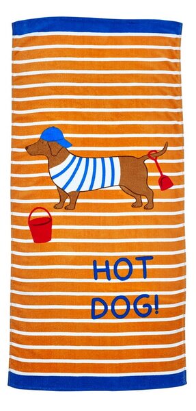 Pomarańczowy bawełniany ręcznik plażowy 76x160 cm Hot Dog – Catherine Lansfield
