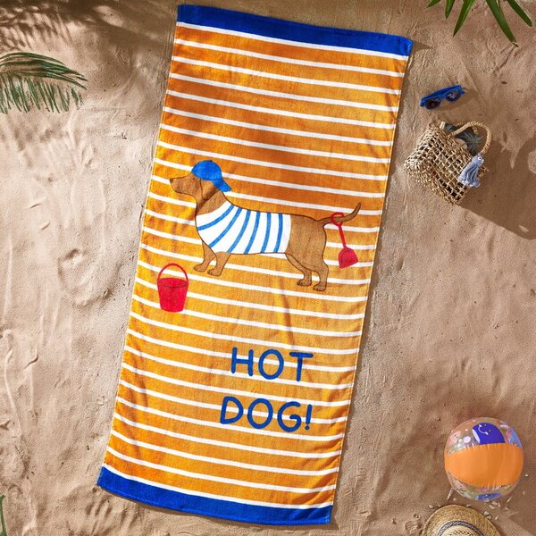 Pomarańczowy bawełniany ręcznik plażowy 76x160 cm Hot Dog – Catherine Lansfield