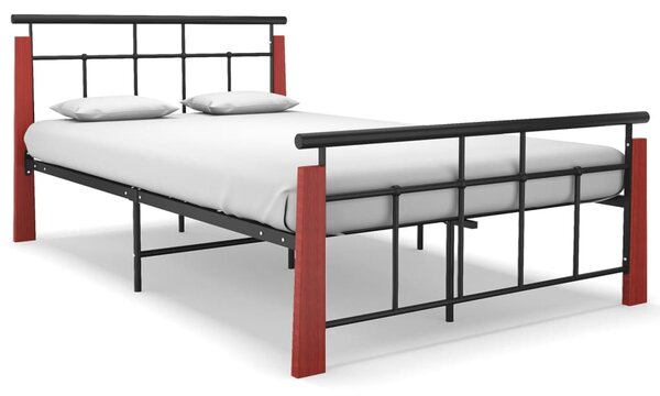 Rama łóżka, metal i lite drewno dębowe, 120x200 cm