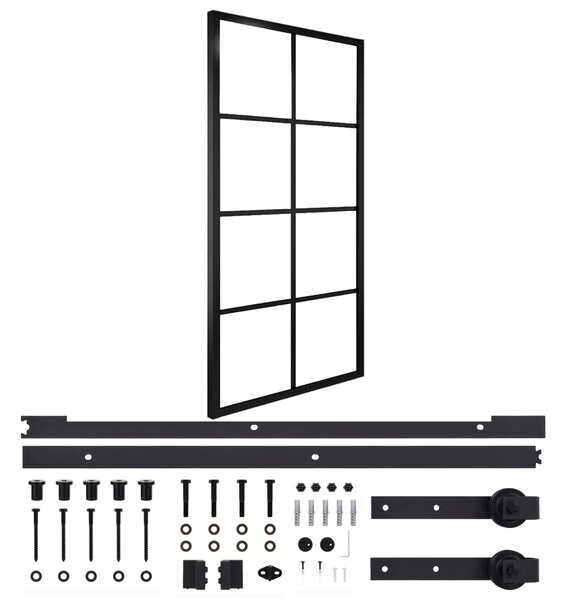 Drzwi przesuwne, aluminium i szkło ESG, osprzęt, 102,5x205 cm