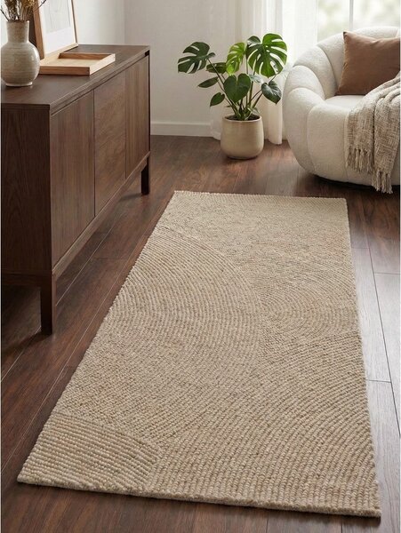 Beżowy wełniany chodnik tkany ręcznie 80x200 cm Calmio – Hanse Home