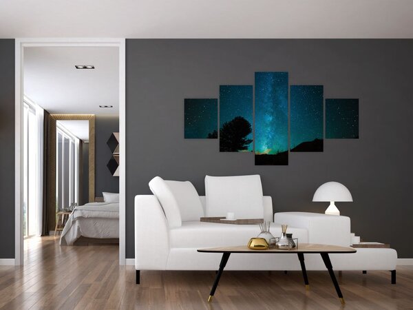 Obraz nocnego nieba z gwiazdami (125x70 cm)