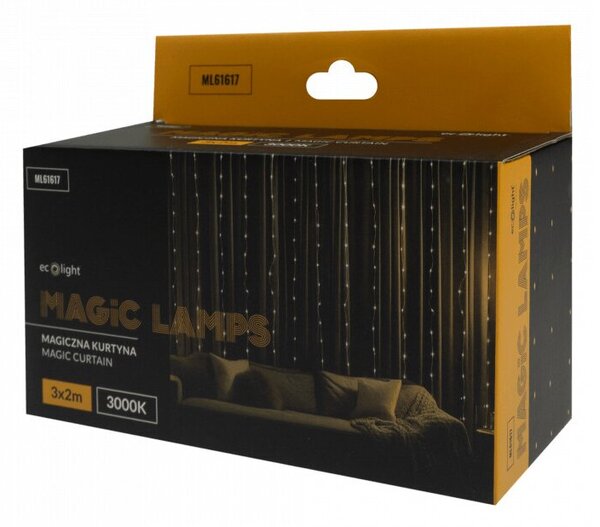 Kurtyna świetlna lampki świąteczne 400 LED 3x2m 3000K DC 5V MAGICZNE LAMPKI Ecolight