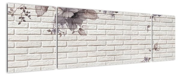 Obraz ściany z bukietem kwiatów (170x50 cm)