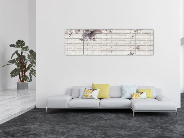 Obraz ściany z bukietem kwiatów (170x50 cm)