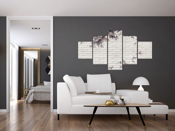 Obraz ściany z bukietem kwiatów (125x70 cm)