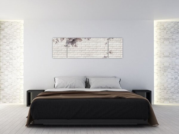 Obraz ściany z bukietem kwiatów (170x50 cm)