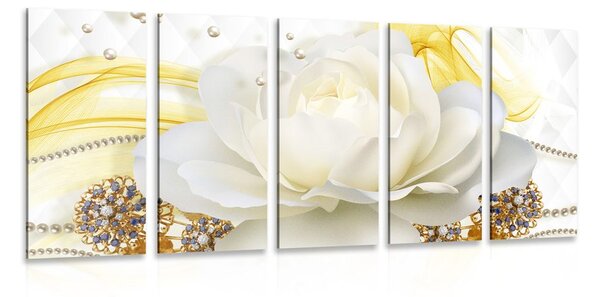 5-częściowy obraz luksusowa róża z abstrakcją