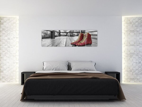 Obraz czerwonych starych wrotek (170x50 cm)