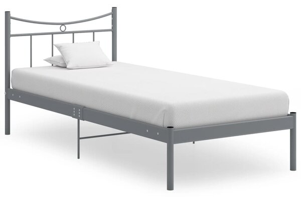 Rama łóżka, szara, metalowa, 90x200 cm