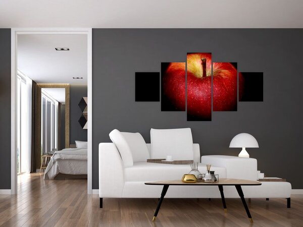 Obraz jabłka na czarnym tle (125x70 cm)
