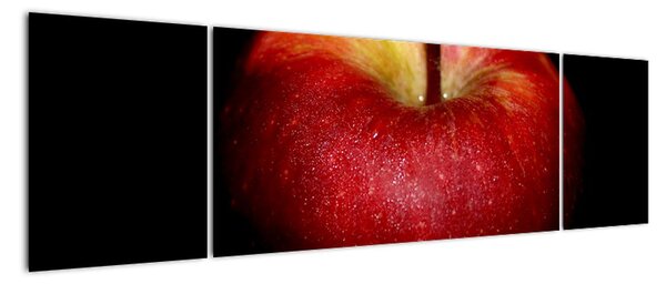 Obraz jabłka na czarnym tle (170x50 cm)