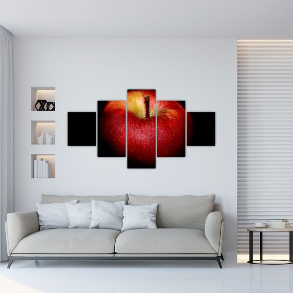 Obraz jabłka na czarnym tle (125x70 cm)