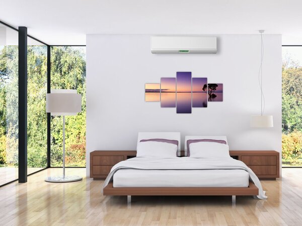 Obraz powierzchni wody o wschodzie słońca (125x70 cm)