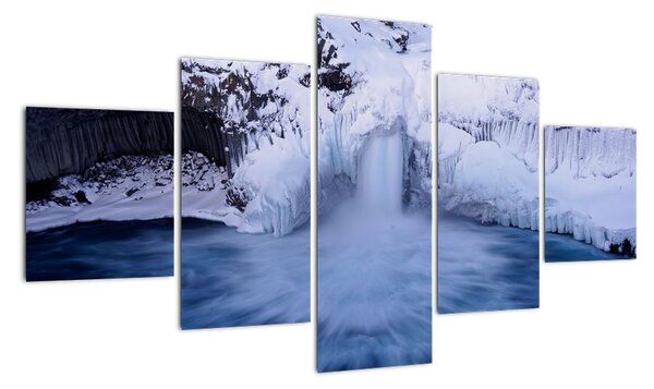 Obraz wodospadu zimą (125x70 cm)