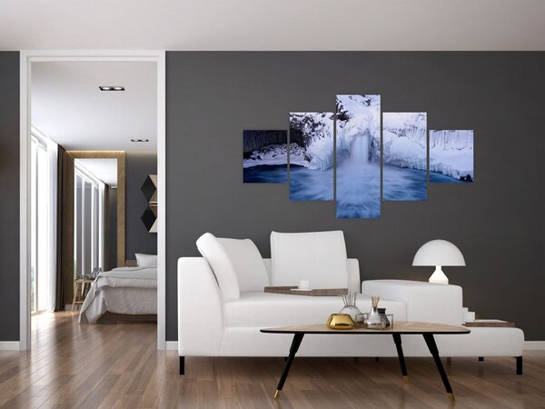 Obraz wodospadu zimą (125x70 cm)