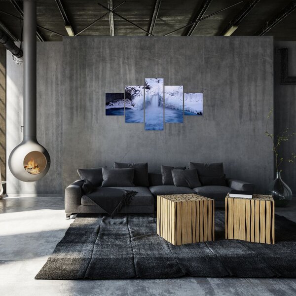 Obraz wodospadu zimą (125x70 cm)