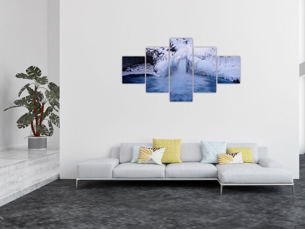 Obraz wodospadu zimą (125x70 cm)