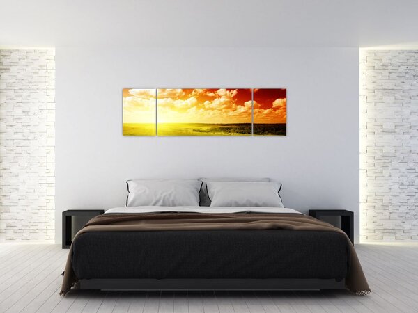 Obraz łąki ze świecącym słońcem (170x50 cm)