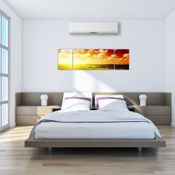 Obraz łąki ze świecącym słońcem (170x50 cm)