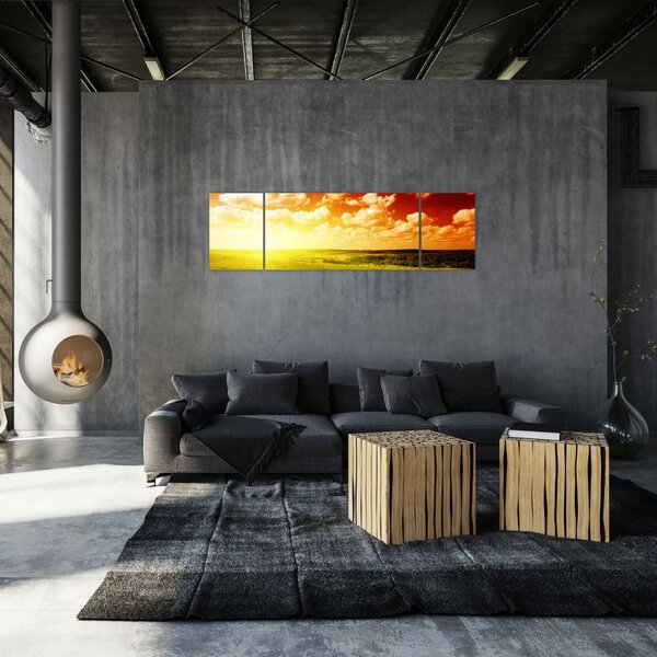 Obraz łąki ze świecącym słońcem (170x50 cm)