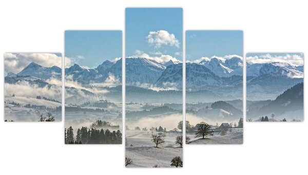 Obraz ośnieżonych gór (125x70 cm)