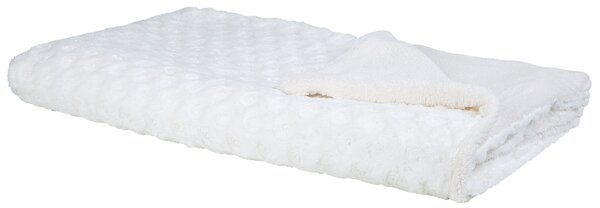 Narzuta na łóżko koc z podszyciem sztuczne futro 200 x 220 cm biały Kandilli Beliani