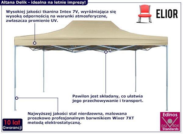 Rozkładana kremowa altana ogrodowa C4-B16