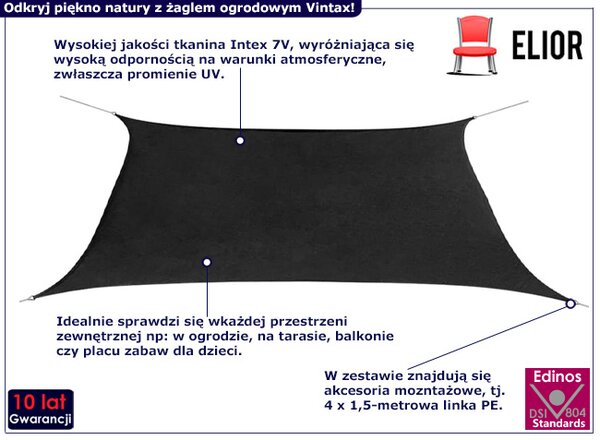 Klasyczny żagiel przeciwsłoneczny antracyt K1-L95