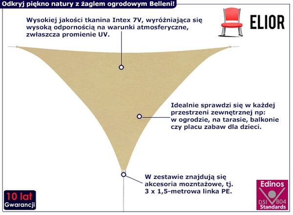 Beżowy żagiel przeciwsłoneczny K6-C95