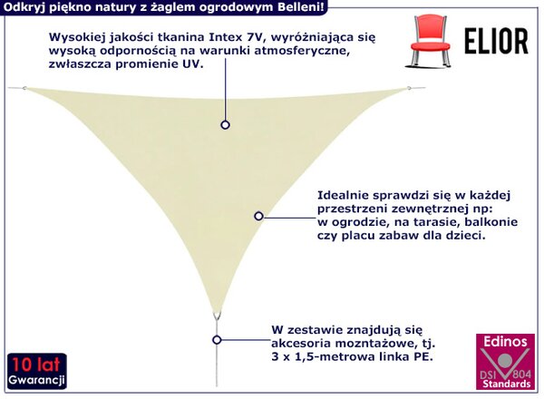 Kremowy żagiel ogrodowy A6-E67