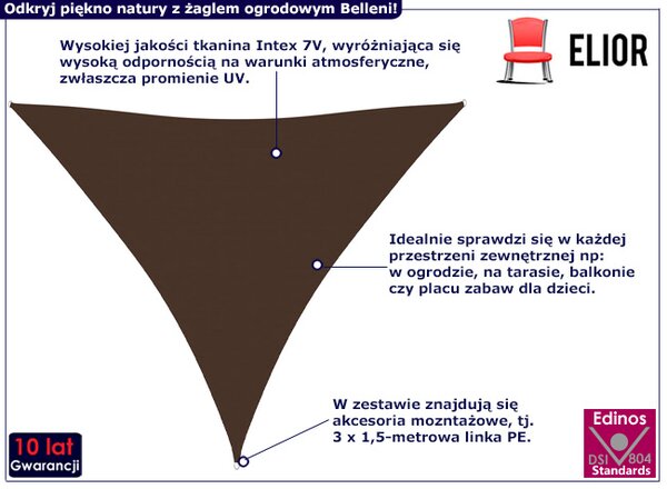 Brązowy ogrodowy żagiel F4-B48