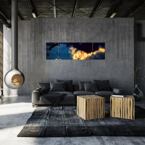 Obraz skoczka spadochronowego w chmurach (170x50 cm)