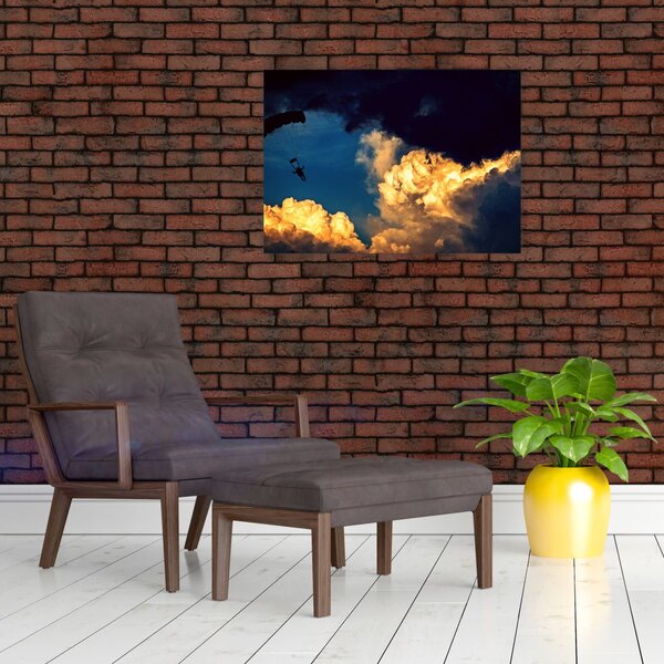Obraz skoczka spadochronowego w chmurach (70x50 cm)